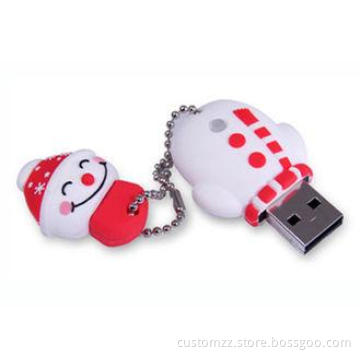 Pearl chain Custom USB Flash Drives 8GB Red Cute Snowman Ru